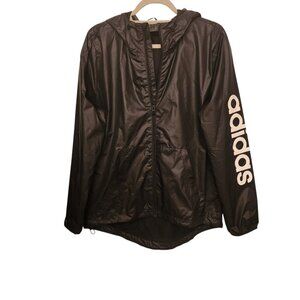 Adidas Black Windbreaker Training Hooded Jacket Size L